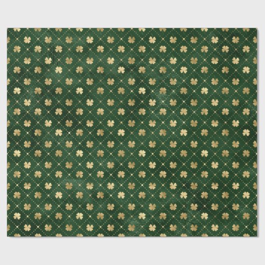 Elegantes Green Gold Clover Geschenkpapier (Flach)