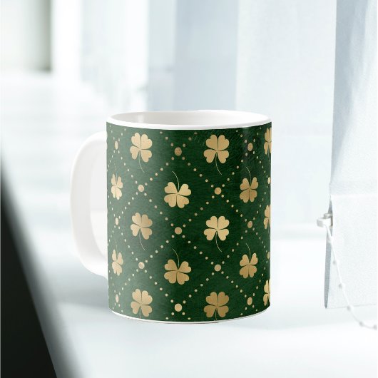 Elegantes Green Gold Clover Kaffeetasse