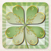 Elegantes Green Gold Clover St Patrick's Day Party Rechteckiger Pappuntersetzer (Vorderseite)