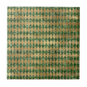 Elegantes Green Gold Diamond Muster Fliese (Vorderseite)