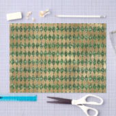 Elegantes Green Gold Diamond Muster Seidenpapier (Handwerk)