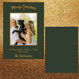 Elegantes Green Gold Family Foto Weihnachten