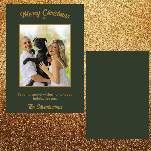 Elegantes Green Gold Family Foto Weihnachten