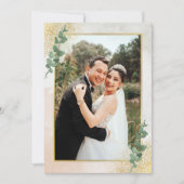 Elegantes Green & Gold Foto Einladung zur Hochzeit (Vorderseite)