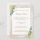 Elegantes Green & Gold Foto Einladung zur Hochzeit (Rückseite)