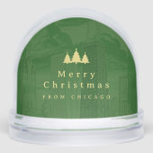 Elegantes Green Gold Foto Snow Globe Schneekugeln (Vorderseite)