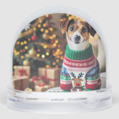 Elegantes Green Gold Foto Snow Globe Schneekugeln (Rückseite)