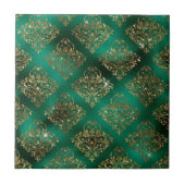 Elegantes Green Gold Geometric Muster Weihnachten Fliese (Vorderseite)