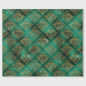 Elegantes Green Gold Geometric Muster Weihnachten Geschenkpapier (Flach)