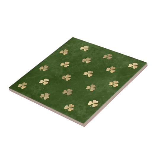 Elegantes Green Gold Kleeblatt Fliese (Seite)