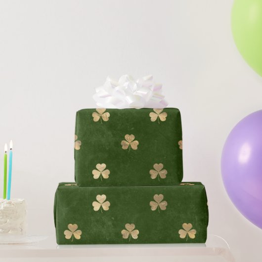 Elegantes Green Gold Kleeblatt Geschenkpapier (Partygeschenke)