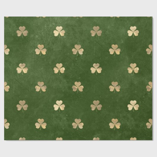 Elegantes Green Gold Kleeblatt Geschenkpapier (Flach)
