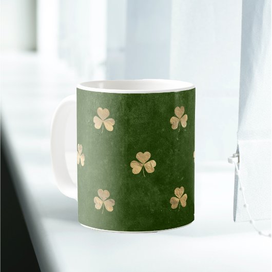 Elegantes Green Gold Kleeblatt Kaffeetasse