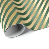Elegantes Green Gold Luxury Stripe Muster Geschenkpapier (Rolleneckpunkt)