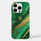 Elegantes Green Gold Marmor Monogram Case-Mate iPhone Hülle (Rückseite)