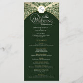 Elegantes Green & Gold Monogram Wedding Program Programm (Vorderseite)