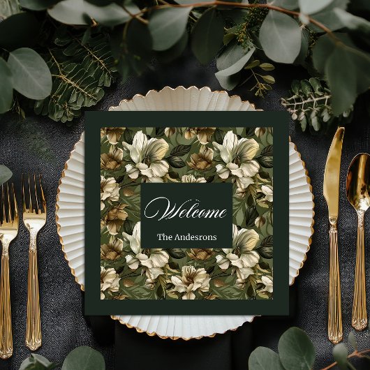 Elegantes Green Gold Napkins Personalisiertes Tabl Serviette