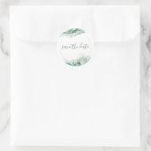 Elegantes Green & Gold Ombre-Marmor Save the Date Runder Aufkleber (Tasche)