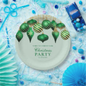 Elegantes Green Gold Ornaments Weihnachts-Party Pappteller (Party)