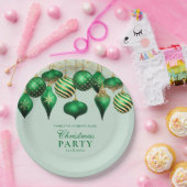 Elegantes Green Gold Ornaments Weihnachts-Party Pappteller (Party)