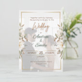 Elegantes Green & Gold Overlay Foto Einladung zur (Stehend Vorderseite)