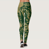 Elegantes Green Gold Rose Blumendesign Leggings (Rückseite)
