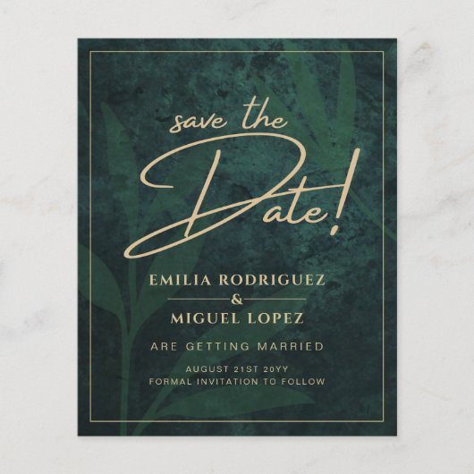 Elegantes Green Gold Save the Date QR Code UAWG (Vorderseite)