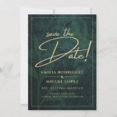Elegantes Green Gold Save the Date QR Code UAWG Einladung (Vorderseite)