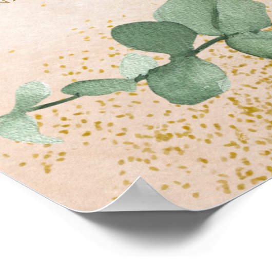 Elegantes Green & Gold Seating Chart Poster (Ecke)