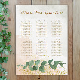 Elegantes Green & Gold Seating Chart Poster