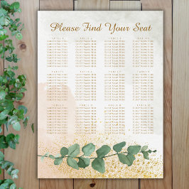 Elegantes Green & Gold Seating Chart Poster