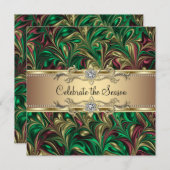 Elegantes Green Gold Weihnachts-Party Einladung (Vorne/Hinten)