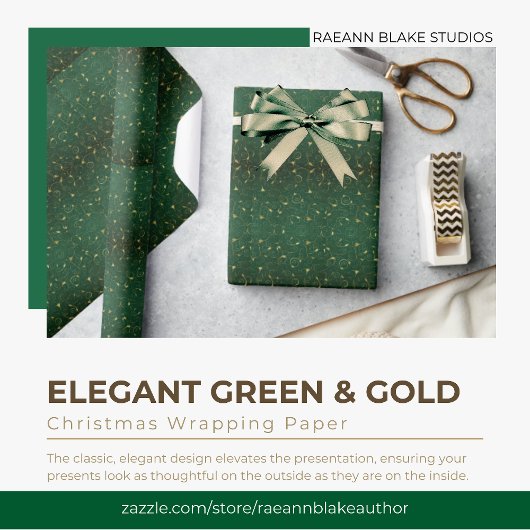 Elegantes Green & Gold Weihnachtswrapping Paper Geschenkpapier