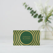 Elegantes Green Imitate Gold Round Lines Consultan Visitenkarte (Stehend Vorderseite)