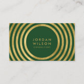 Elegantes Green Imitate Gold Round Lines Consultan Visitenkarte (Vorderseite)