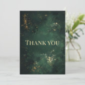 Elegantes Green & Imitats Gold Dankeskarte (Stehend Vorderseite)