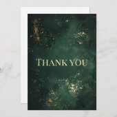 Elegantes Green & Imitats Gold Dankeskarte (Vorne/Hinten)