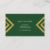Elegantes Green Imitats Goldenes geometrisches Des Visitenkarte (Rückseite)