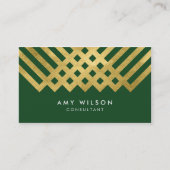 Elegantes Green Imitats Goldenes geometrisches Des Visitenkarte (Vorderseite)