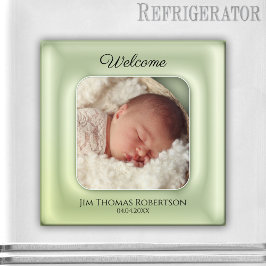 Elegantes Green Keepake Baby Custom Foto Magnet