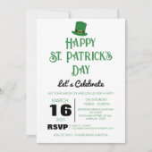 Elegantes Green Kleeblatt St. Patrick's Day Party Einladung (Vorderseite)