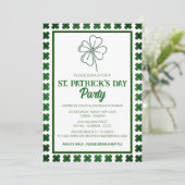 Elegantes Green Kleeblatt St. Patrick's Day Party Einladung (Stehend Vorderseite)