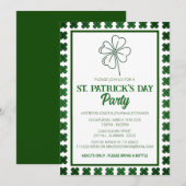 Elegantes Green Kleeblatt St. Patrick's Day Party Einladung (Vorne/Hinten)