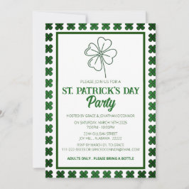 Elegantes Green Kleeblatt St. Patrick's Day Party Einladung
