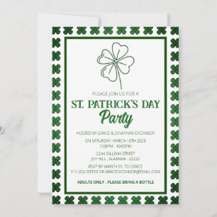 Elegantes Green Kleeblatt St. Patrick's Day Party Einladung