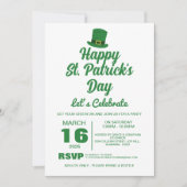 Elegantes Green Kleeblatt St. Patrick's Day Party Einladung (Vorderseite)