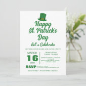Elegantes Green Kleeblatt St. Patrick's Day Party Einladung (Stehend Vorderseite)