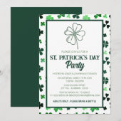 Elegantes Green Kleeblatt St. Patrick's Day Party Einladung (Vorne/Hinten)