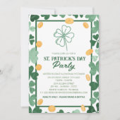 Elegantes Green Kleeblatt St. Patrick's Day Party Einladung (Vorderseite)