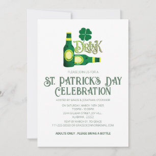 Elegantes Green Kleeblatt St. Patrick's Day Party Einladung